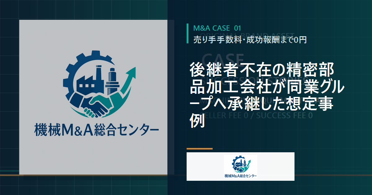 後継者不在の精密部品加工会社が同業グループへ承継した想定事例