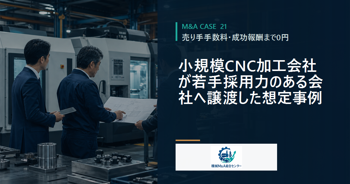 小規模CNC加工会社が若手採用力のある会社へ譲渡した想定事例