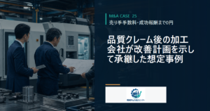 品質クレーム後の加工会社が改善計画を示して承継した想定事例