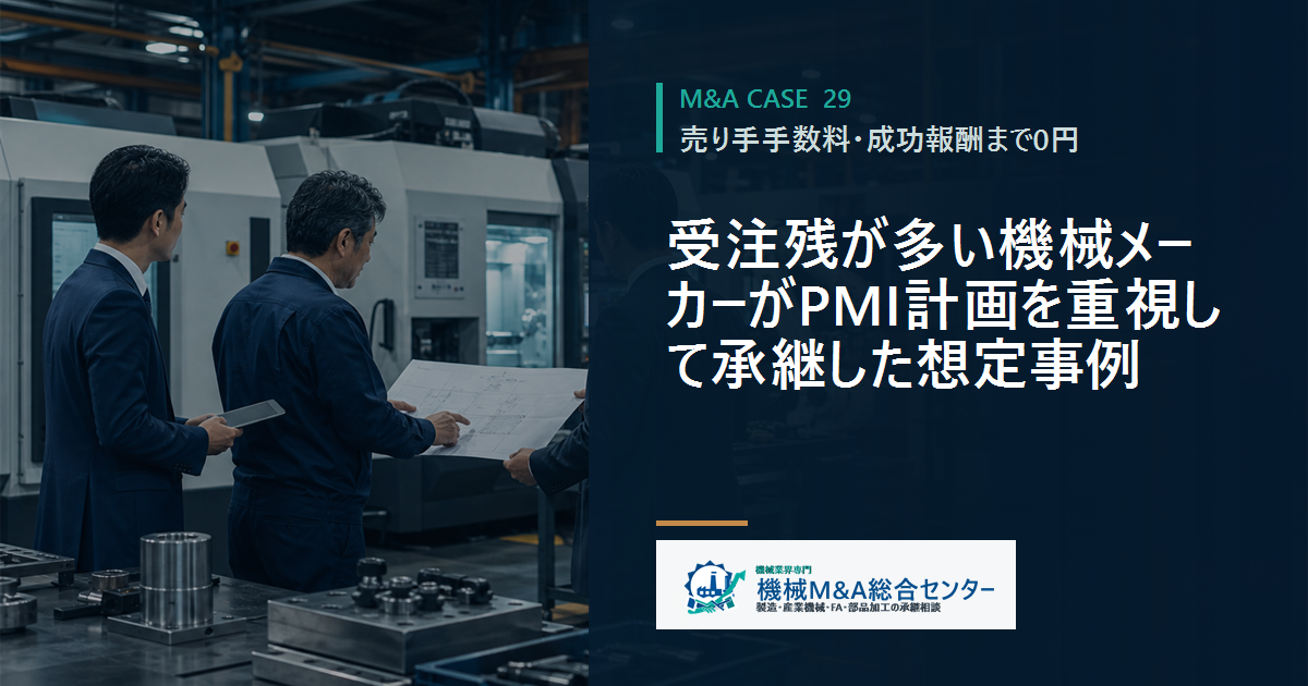 受注残が多い機械メーカーがPMI計画を重視して承継した想定事例
